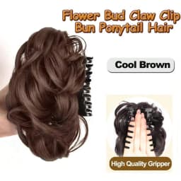 Single Pack Hair Clip for Bun - Synthetic Fiber Wig, Messy Curly Hair Scrunchie, Elegant Floral Bun,Women'S Hair Accessory