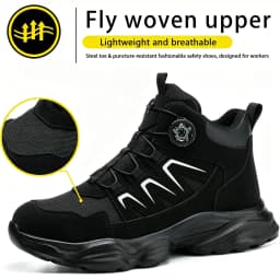 Rotating Button Safety Boots Shoes Man Steel Toe Safety Work Shoes Lightweight Non Slip Work Boots Men Sneaker