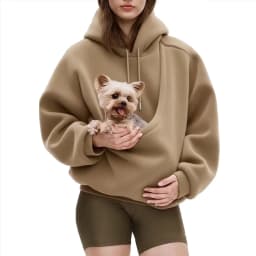 Women Solid Hooded Fleece Oversized Pullover Sweatshirt With Pet Pocket Autumn Winter Casual Top Ladies Cozy