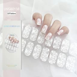 16/20/22Tips Semi-Cured Gel Nail Patch Adhesive Sliders Long Lasting Full Gel Nail Stickers DIY Manicure Harden In UV Lamp Need