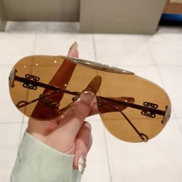 cutting rimless oversize one piece shield sunglasses for women fashion alloy big frame gradient Y2K sun glasses ladies shades