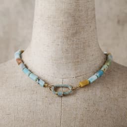 Minimalist Aesthetic Natural Stone Amazonite Handmade Brass Charm Elegant Choker Necklaces Bohemia Designer Woma Jewelry