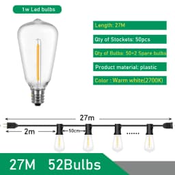 ST38 Festoon 220V LED Globe String Light Fairy LED Outdoor For Birthday Party Garden Decor Garland Lamp Street Patio Backyard