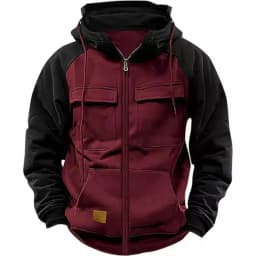 Men Hoody Sweatshirts Spring Autumn Zip Collar Pocket Long Sleeve Loose Cardigan Hooded Coats YZXFS-W2002