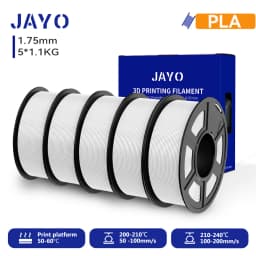 JAYO 3D PETG/PLA/PLA+ Filament 1.75mm +/-0.02mm PLA Filament 5 Rolls For Bambu FDM 3D Printer Neatly Wound 3D Printing Material