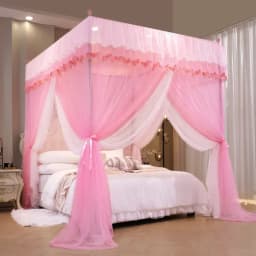 2025 New Palace Double-Layer Contrasting Mosquito Net Girl Style Encrypted Triple Door Soft Mesh Floor Bed Canopy with Folds