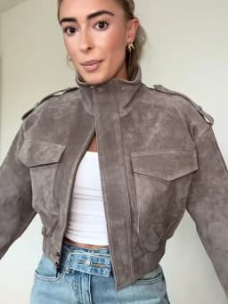 2026 Women Short Jacket Stand Collar Zip Up Flap Pockets Faux Suede Jackets Fashion Autumn New Vintage Loose Solid Jackets