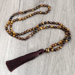 108 Mala Beaded Tassel Necklace Tiger Eyes Turquesa Meditation Yoga Jewelry Women Malachite Bohemian Ethnic Amazonite Necklace