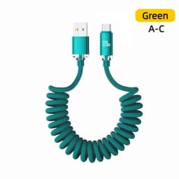NNBILI 120W Fast Charging Type-C Cables A-C and C-C Retractable Coiled Charger Wire Sturdy Nylon Braided Cord for IPhone Samsun