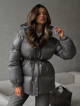 Bornladies Drawstring Slim Fit Cotton Jacket Women's  Winter New Hooded Zipper Cotton Robe Comfortable Warm Bread Jacket