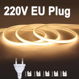 230V 220V LED Strip COB Light With EU Power Plug Home Decoration Lamp Wall / Corridor Under Cabinet Lighting Strips Waterproof