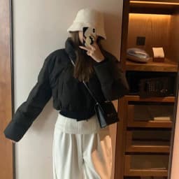 Elegant Pink Short Cotton Jacket Women's plus Size Bread Coat Winter New Style Commute Straight Tube Long Sleeve Zipper Pure ...