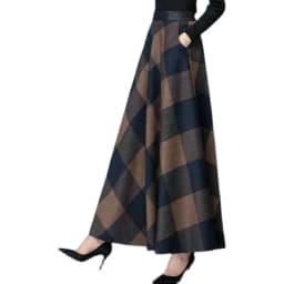 Spring Summer Plaid A-Line Midi Skirt Women's Retro plus Size Half-length Skirts Vintage Flared Skirts Fashionable Versatile
