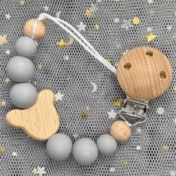 Custom Personalized Name Baby Pacifier Clip Bear Pacifier Chain Holder for Baby Teething Soother Chew Toy Food Grade Dummy Clips