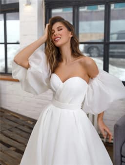 Customized Romantic Organza Wedding Dresses Detachable Puff Sleeves Elegant Sweet Bridal Dress Princess Gowns Vestido de Noiva