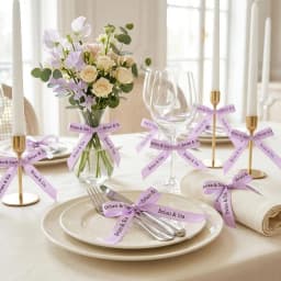 Phomemo A30 P15 Exclusive Embellish Black Print on Purple Satin Ribbon, Fabric Ribbons for Gift Wrapping,Wedding Bouquets, DIY