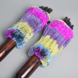 Lady Winter 100% Natural Real Rex Rabbit Fur Glove Women Soft Rex Rabbit Fur Glove Foashion Warm Knitted Genuine Fur Gloves