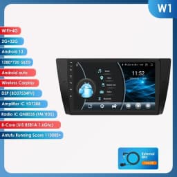Hizpo Car Android 14 Multimedia Radio Player for BMW 3 Series E90 E91 E92 E93 2006-2012 GPS Navigation Stereo Audio Head Unit