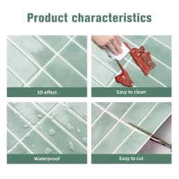 5/10 PCS Wall Sticker Peel&Stick Tile Sticker Strong Adhesive Vinyl Wallpaper Kitchen Waterproof Square Tile Stickers for Home