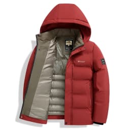 New Windproof Keep Warm Men Parka Outdoors Loose Comfort Solid Removable Hat Coats Winter Fashion Casual Thickening Tops Men