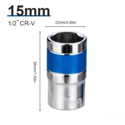 1/2Inch Blue Drive Short Hex Sockets for Nut Removal 8-32mm Socket Spanner, CR-V Steel Socket Set For 1/2 Socket Set