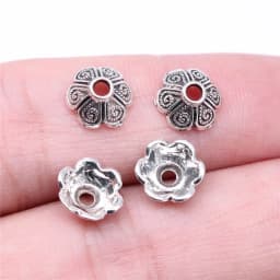 50pcs Tibetan Antique Silver Color Flower Bead End Caps For Jewelry Making Findings Needlework DIY Accessories Wholesale