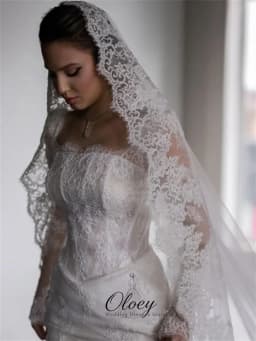 OLOEY Customized Glamorous Square Collar Long Sleeve Bridal Gown Lace Mermaid Wedding Dresses For Woman Vestidos De Novia