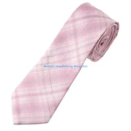E56A JK Girl Sweet Pink Checkered Pre-Tied Tie Polyester Silk Necktie Japanese College School Uniform Bowknot Bowtie Neckwear