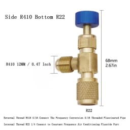 1PC Air Conditioner R410 Brass Control Safety Liquid Valve R22 1/4" Refrigeration Charging Valve Copper Adapter R22