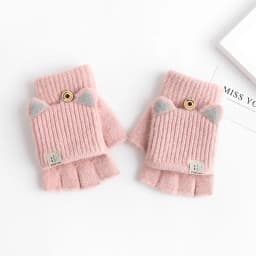 Cute Women Knitted Gloves Solid Cartoon Cat Ears Girls Mittens Autumn Winter Warm Woolen Lady Full Finger Gloves