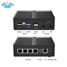 Partaker Mini PC N5105 N150 J4125 J6413 Soft Router 4 Intel I226 2.5G LAN PfSense Firewall Appliance 2xDDR4 OPNsense VPN Server