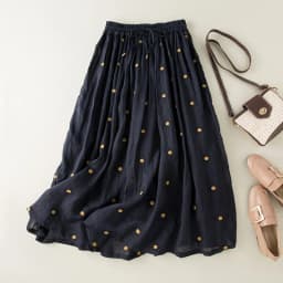 Polka Dot Cotton Linen Skirt Women Drawstring Elastic Waist A-Line Casual Vintage Big Swing Pleated Skirts Summer