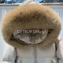 OFTBUY Real Fox Fur Collar Women's Down Coats and Parkas Winter Fashion Warm Thick Slim Zipper Outerwear Women Hooded Parkas
