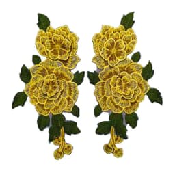 1 Pair Red Embroidery Rose Flower Sew On Patch Dress Hat Bag Jeans Applique Crafts Clothing Accessories 23*12CM