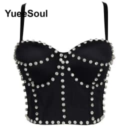 Black Y2K Tops White Rhinestone Sequins Tassel Slim Crop Top New Gothic Party Club Wedding High Street Sexy Corset Top Camis