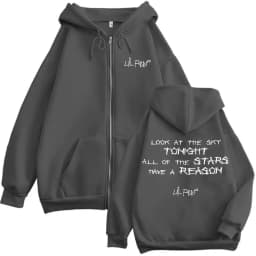 Lil Peep Look At The Sky Tonight All of The Stars Have A Reason Zipper Hoodie Men Women Hip Hop Fashion Pop Music Zip Up Jacket