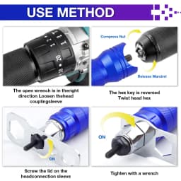 M3-M10 Rivet Nut Gun Electric Rivet Nut Gun Conversion Head Rivet Nut Tool Pull Rivet Gun Cordless Rivet Gun, For Electric Drill