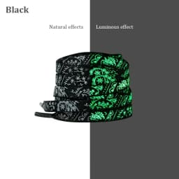 Flat Fluorescent Luminous Shoelaces for Sneakers Glow-in-the-dark Printing Cashew Flower Splash Ink Shoe Laces for AF1 Woman Man