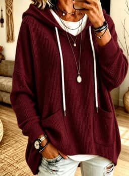 Casual Long Sleeve Sweatshirt Loose Fit with Pullover Irregular Hooded Hoodie Standard Length Women Sweatshirts