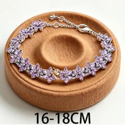 2026 New 925 Silver Purple Plant Bee Specimen Women's Tennis Adjustable Bracelet Display Tool DIY Exquisite Charm Jewelry