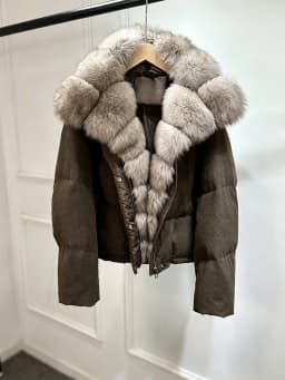 Janveny Luxury Winter 90% White Duck Down Wool Blends Jacket Women 2025 New Real Natural Fox Fur Thick Warm Puffer Down Coat