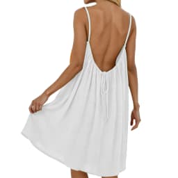 Women Sexy Backless Dress Solid Color Loose Fit Sleeveless Adjustable Short Dress With Straps Beach Vacation Sundress For Women