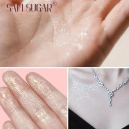Pink Peach Shining Powder High Glitter Makeup For Face Body Collarbone Highlighting With Soft Puff Multi Use Cosmetic