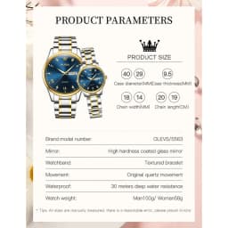 OLEVS Couple Watch Luxury Gold Diamond Dual Calendar Waterproof Watch Fashion Brand Quartz Appointment Clock Couple Watch 5563