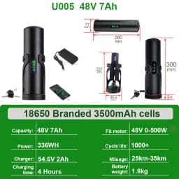 Bottle EBike Battery Pack 36V 10.5Ah 48V 7Ah With Branded 18650 Li-ion Cell Pack Bafang TSDZ2 750W 500W 350W 250W Mini Batteries