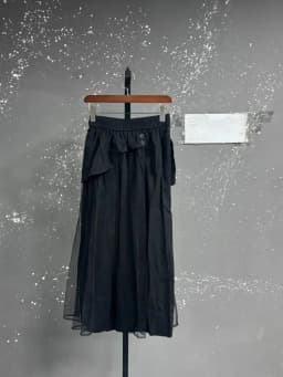 EAM High Elastic Waist Blue Irregular Mesh Spliced Wide Leg Pants New Trousers Women Fashion Tide Autumn 2026 1DJ1338