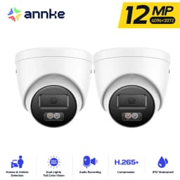 ANNKE 12MP Outdoor Smart Dual Light PoE Security Camera Color IR Night Vision Built-in Microphone IP67 Smart Home H.265+