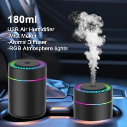 180ML Mini USB Electric Air Humidifier with Essential Oil Aroma Diffuser Mist Maker Lights for Car Home Bedroom