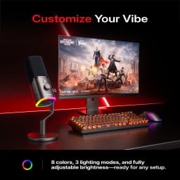 MAONO PD100W Wireless USB Dynamic Microphone Cardioid Microphone with One-Touch Mute Noise Reduction Custom RGB Light Real-Time Monitoring Microphone for PC Gaming Live Streaming Creator Podcast