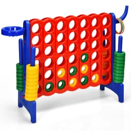 DORTALA Giant 4 in a Row Game Jumbo Connect 4 Garden Games w/42 Rings Basketball Hoop Orange/Blue/White/Red/Grey/Green